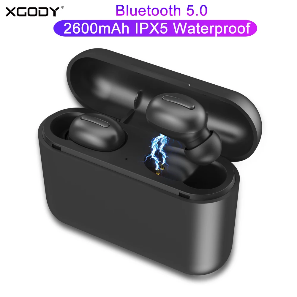 

XGODY HBQ Q32P TWS Mini Bluetooth 5.0 Earbuds Earpiece True Wireless Headphone Headset With Microphone Charging Case For iphone