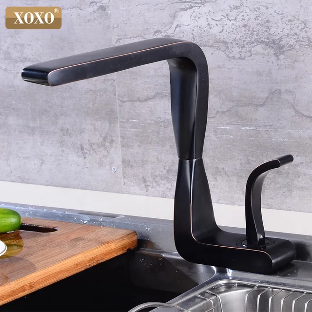 Black Kitchen Faucet with Cold and Hot Water Mixer 5