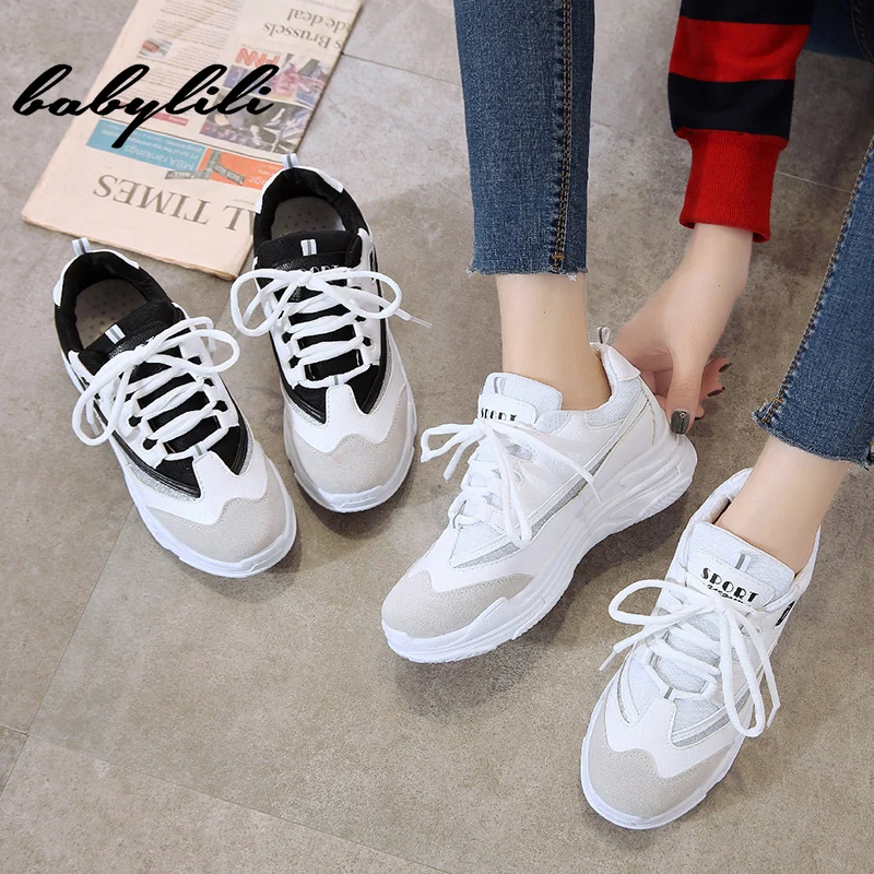 

4cm White Damping Sneakers 2019 Summer Women Platform Chunky Sneakers Basket Woman Shoe Dad High Heel Sneaker Chaussure Femme