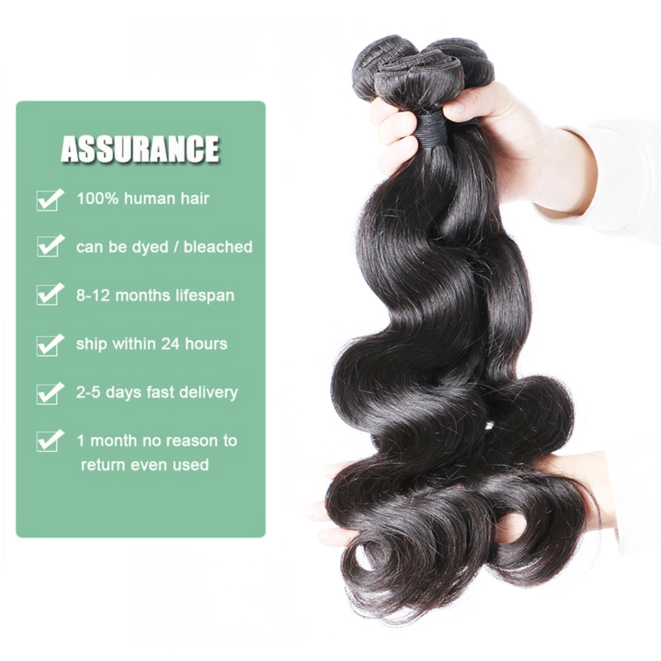 Brazilian Hair Body Wave Natural Human Hair Weave 4 Bundles Thick Remy Hair Brenda Beauty Human Hair Extensions 8-30 in Stock