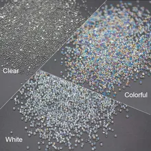 Кристалл АВ Нейл-арт икра украшения 3 цвета на выбор микро шаровая Стразы бусины для маникюра, имитация жемчуга, для плетения браслетов ногти MJZ1035