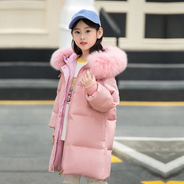

-30 degrees 2018 new Children duck down jacket for Girl clothes Outerwear long hooded warm Cold Winter coat parka kids clothing