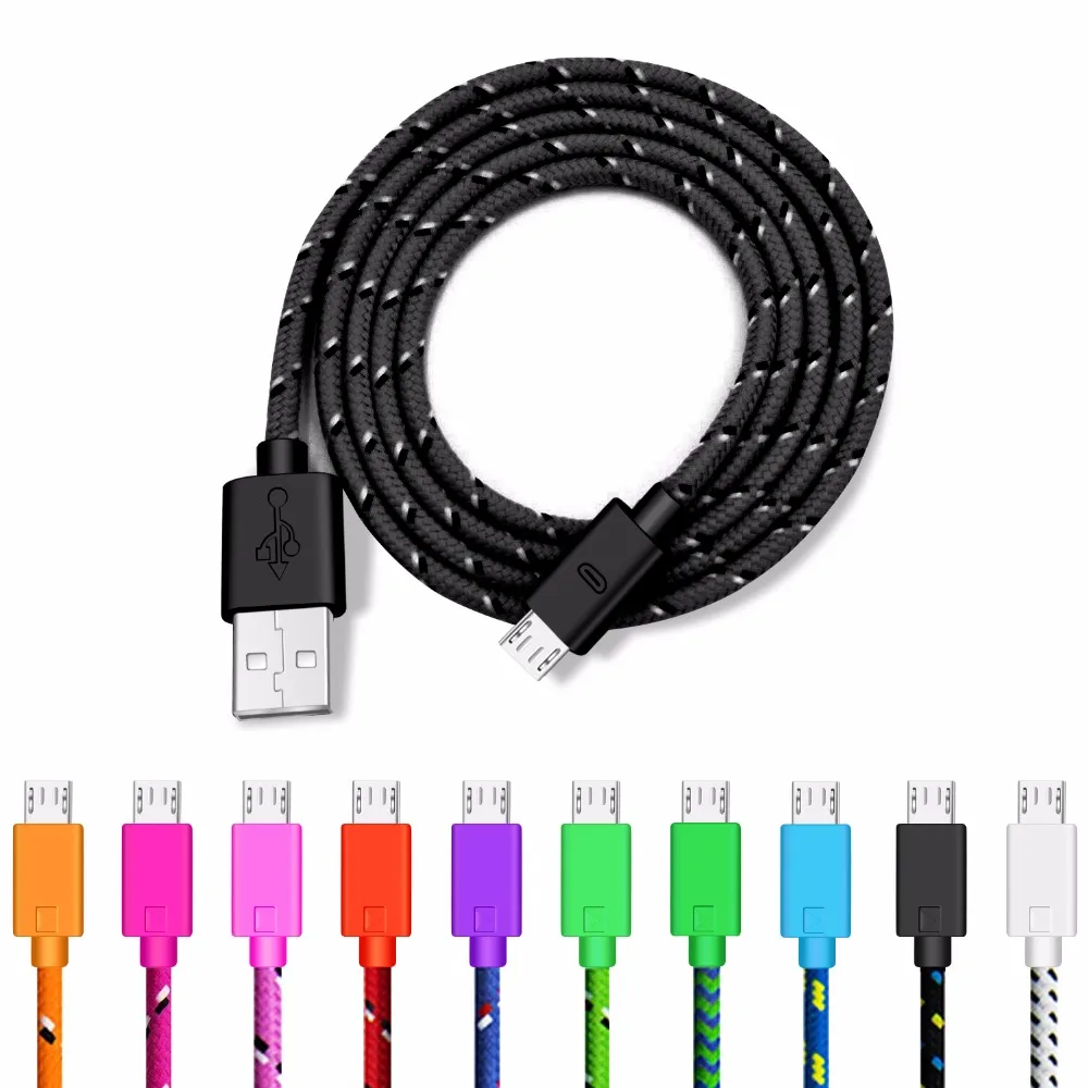 Micro USB кабель, нейлоновый USB кабель, 1 м, 2 м, 3 м, для samsung S7, S6, 2,4 А, быстрая зарядка, для huawei, для Xiaomi, кабели для планшетов