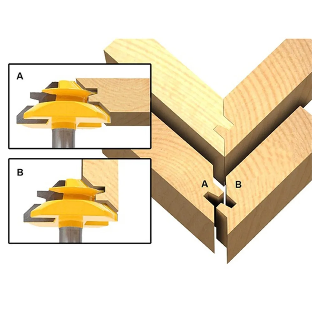 1 шт. 45 градусов замок Торцовочная фреза 1/4 дюймов хвостовик фреза по дереву для соединения шип-паз фрезерный инструмент сверление фрезерование для дерева карбидного сплава