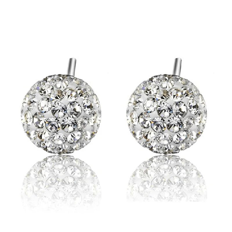 Женские блестящие серьги гвоздики из серебра 925 пробы 10 мм|ball stud earrings|fashion earringsstud