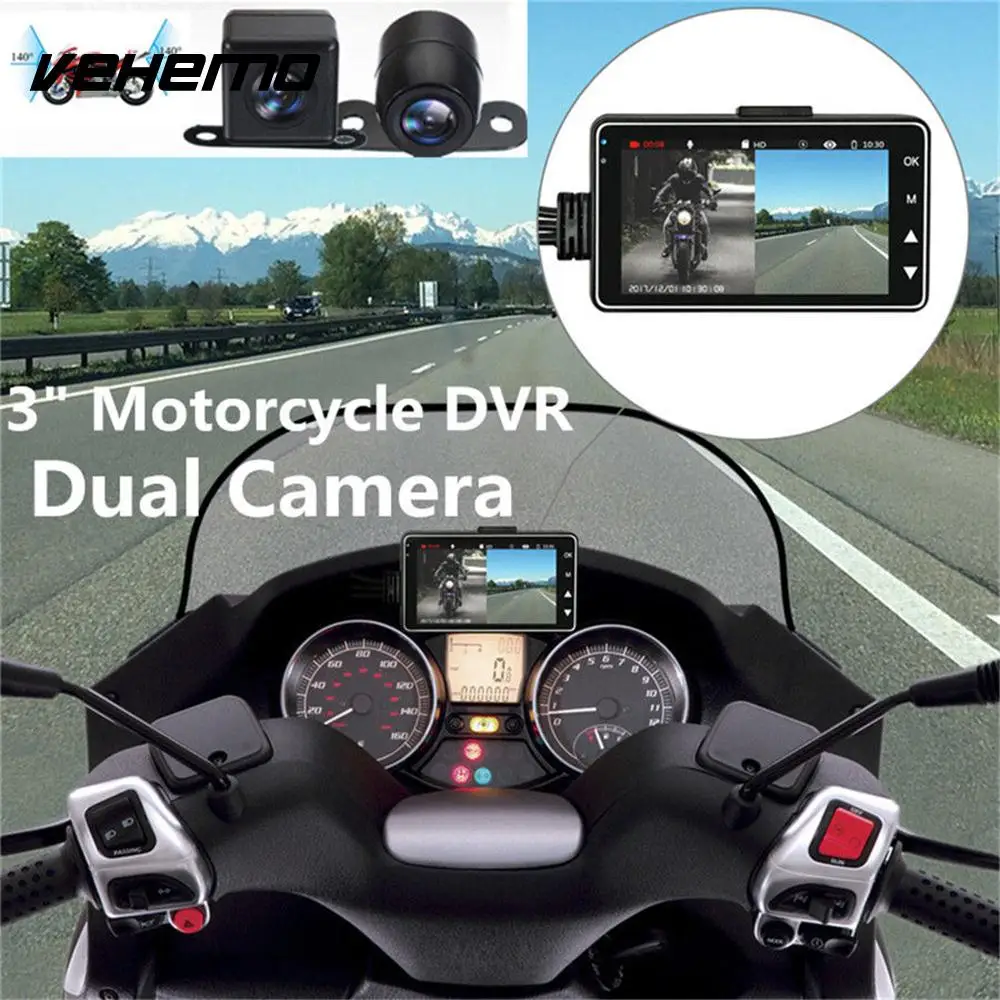 

Vehemo Dual Camera Video Recorder Motorcycle Car DVR Durable Driving Recorder Automobile Night Vision