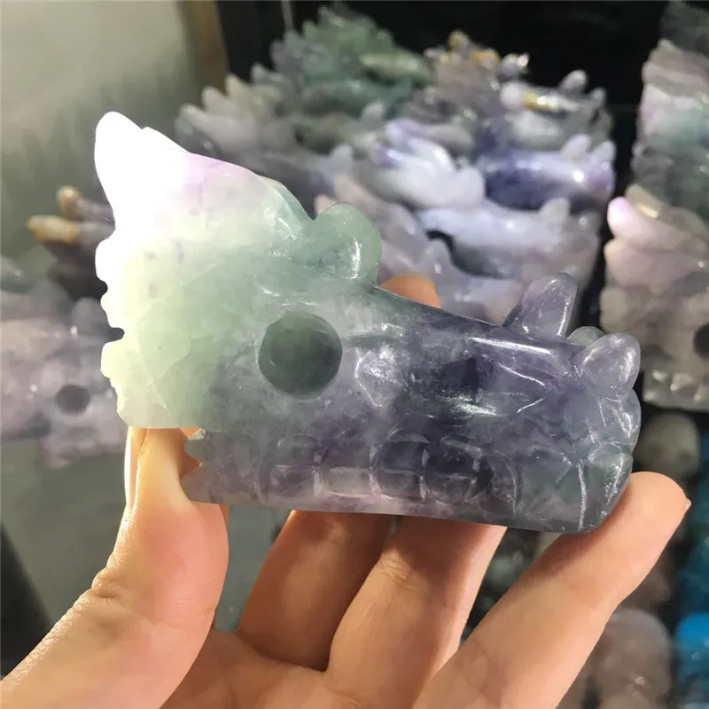 3 inch Natural quartz crystals Carved fluorite Dragon Skull Head ...