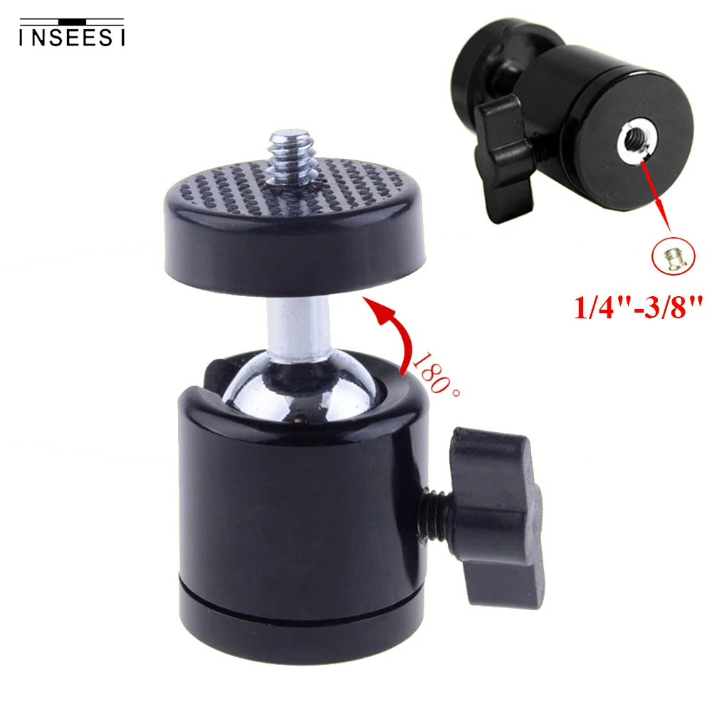 Tripod Head Swivel Mini Ball Head with 1/4 To 3/8 Screw Adapter for