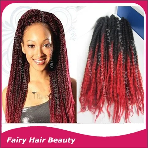 Cheap Price 20inch Black Red Ombre Twists Synthetic Hair Kinky