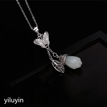 

KJJEAXCMY Fine jewelry S990, hollowed out, clover flowers, riches and fringes, pure silver Thai silver sweater chain pendant