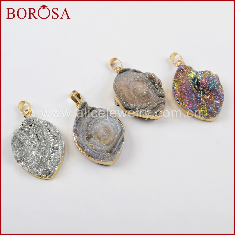 Набор ювелирных украшений BOROSA 10 шт. золотой цвет Marquise Радужный титановый Galaxy Druzy