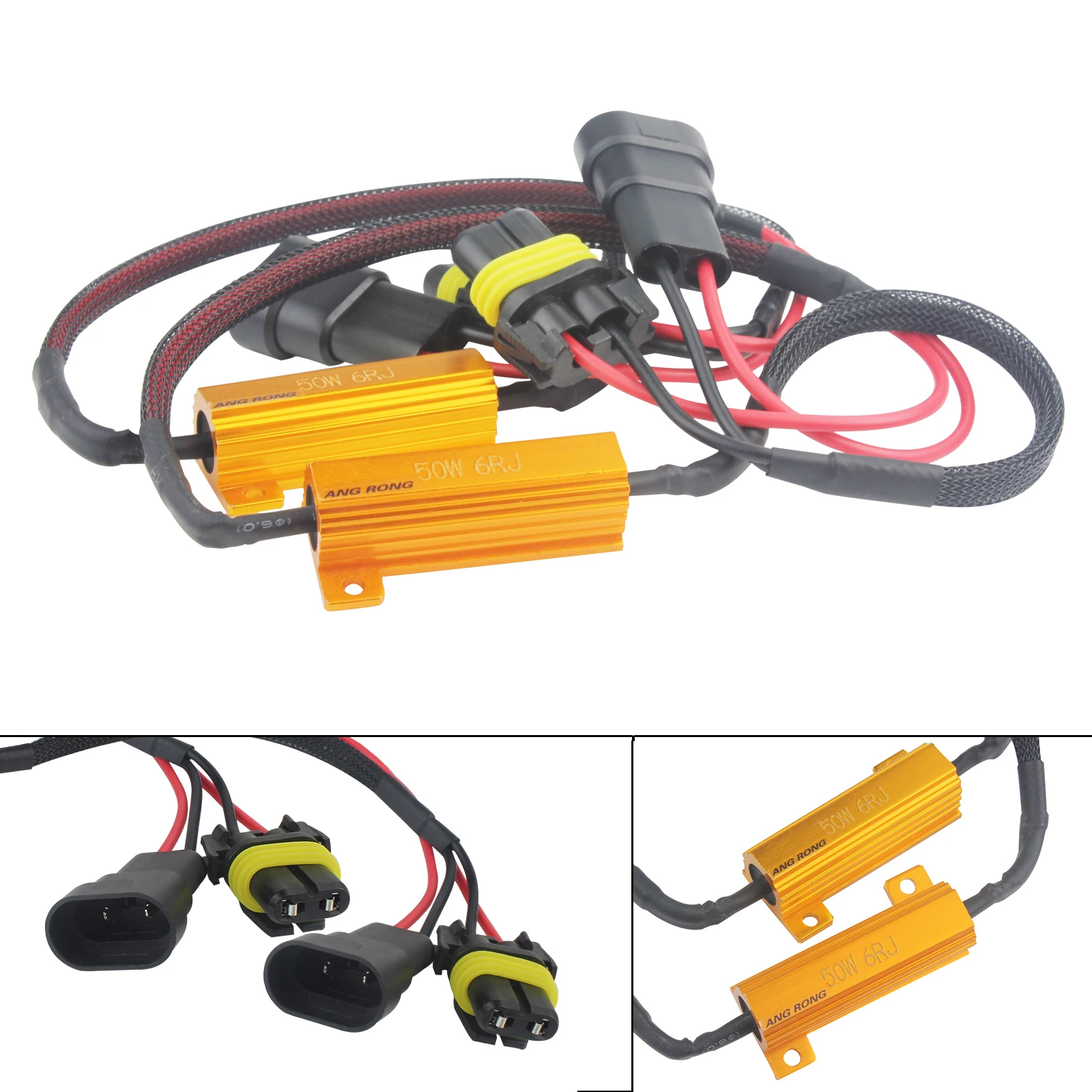 

ANGRONG 2x HB4 9006 LED Headlight DRL Fog Light Load Resistors Wiring Harness Canbus