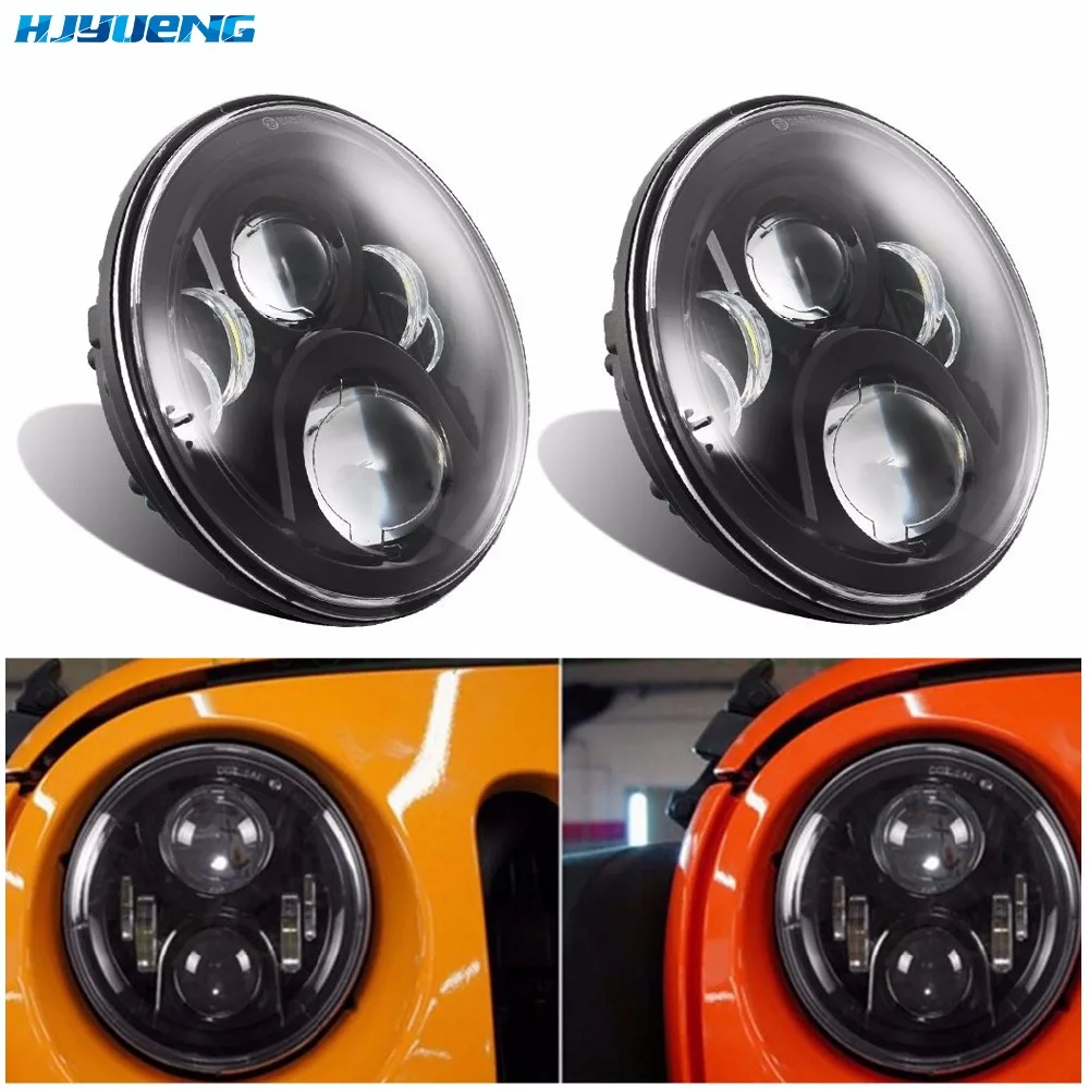 60w 7&quot Round LED Headlight For Jeep Wrangler Land-rover Defender 7 inch H4 Hi/low Headlamp |