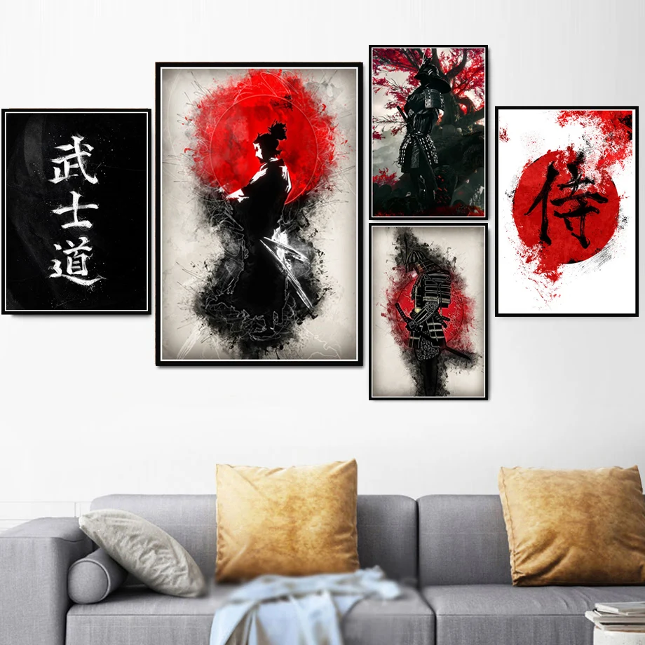 

Poster Prints Samurai Bushido Japan Anime Modern Painting Art Canvas Oil Painting Art Wall Pictures For Living Room Home Decor