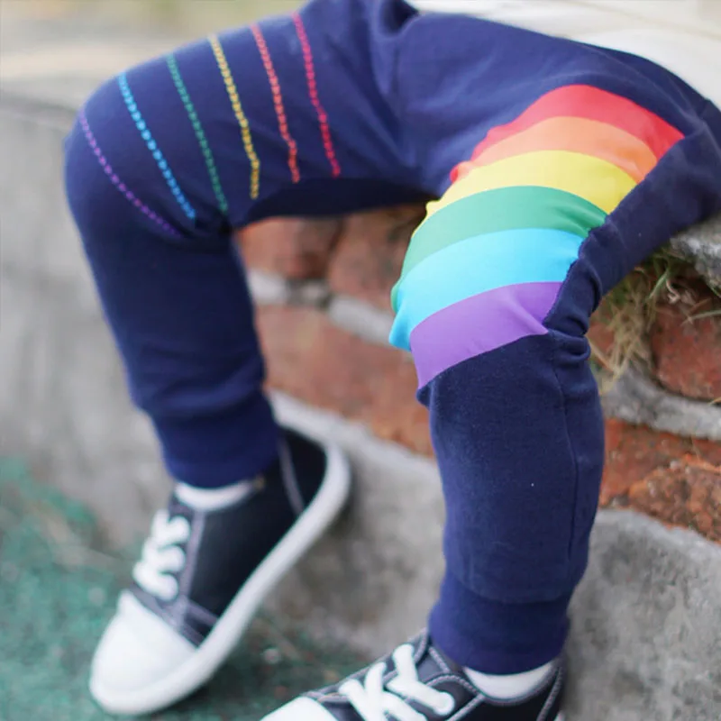 EnkeliBB/модные прямые брюки для мальчиков; детские брюки с радужным принтом; весенние детские штаны в европейском и американском стиле - Цвет: Blue