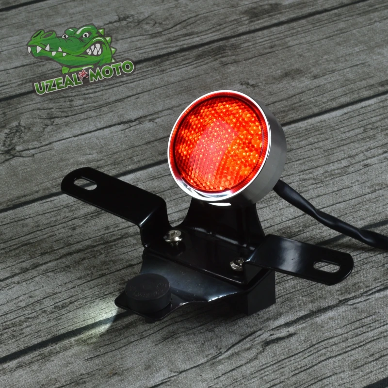

Retro motorcycle modified custom universal small round aluminum alloy CNC tail lamp rear light license bracket E8 certificate