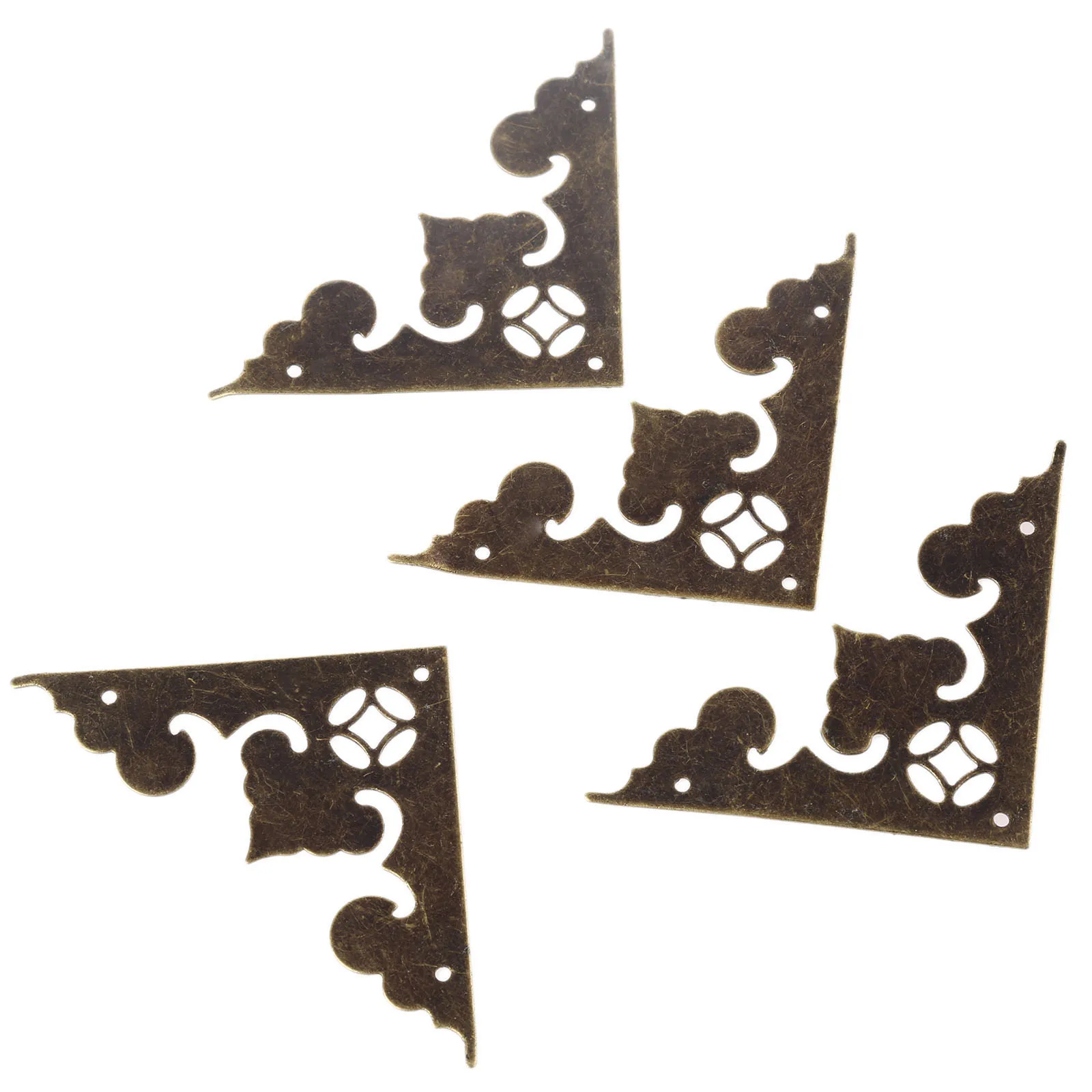 4PCS 58*58mm Metal Corner Protectors Retro Wooden Jewelry Box Desk Decoration