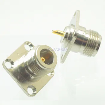

10pcs Connector N female jack pin 4-holes flange solder cup Panel Mount COAXIAL