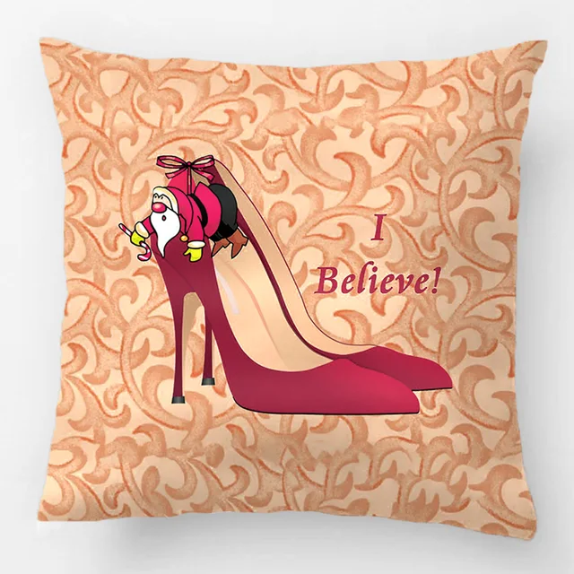 red high heel shoes santa elf i believe throw pillow case decorative