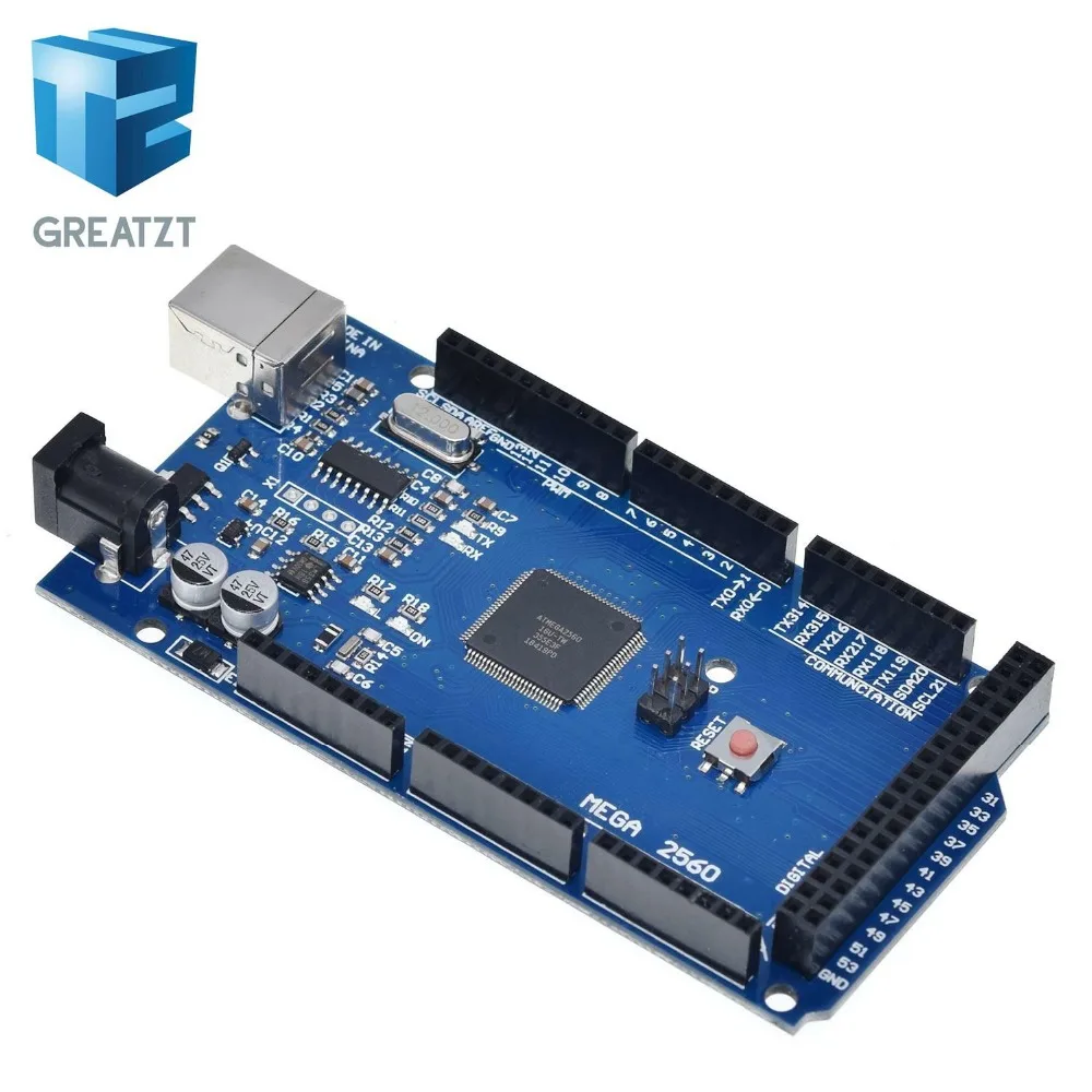 Плата GREATZT Mega 2560 R3 Mega2560 REV3(ATmega2560-16AU CH340G) на usb-кабеле совместима с arduino [с USB линией]