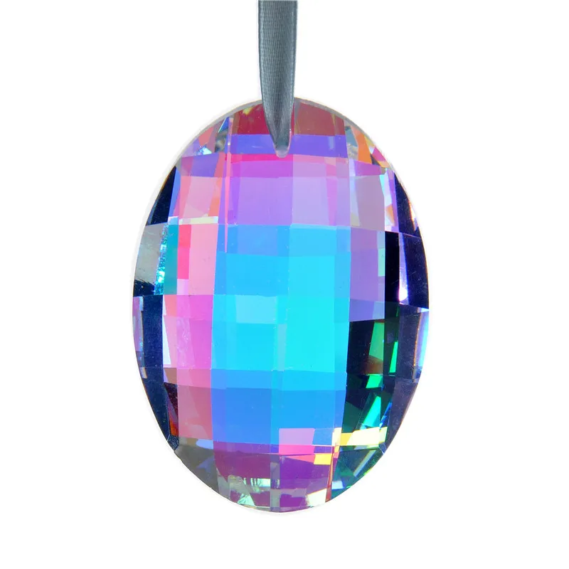 63mm Rianbow Egg Shape Glass K9 Crystal Prisms Suncatcher Pendants Chandeliers Parts Garland Spectra Lustres Lamp Hang Drops