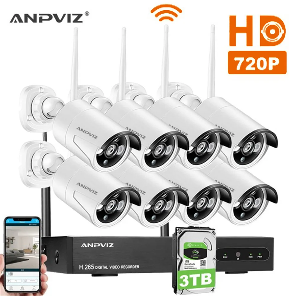 

8CH NVR Kit IP Camera 720P HD Wireless Security Camera System Waterproof Wifi Surveillance CCTV System Sensor by Hisilicon