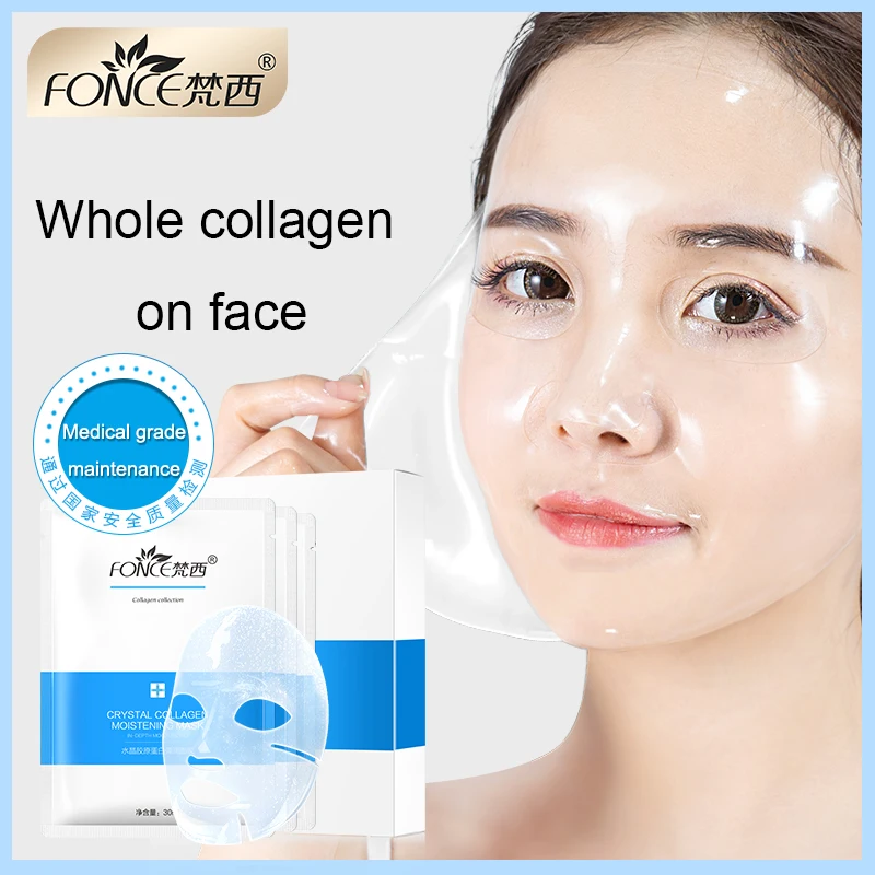 Fonce Korea Gold collagen Face Mask 10Piece Anti aging Improve Coarse Rejuvenation Tight Fade fine lines whitening Brighten Skin
