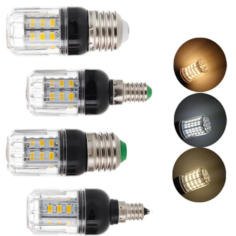 Светодиодный лампы 5730 SMD 110V 220V DC 12V 24V E27 E14 E12 E26 27 Светодиодный s 7W светодиодный кукурузный светильник лампы Рождественские люстры лампы в форме свечи дома светильник Инж