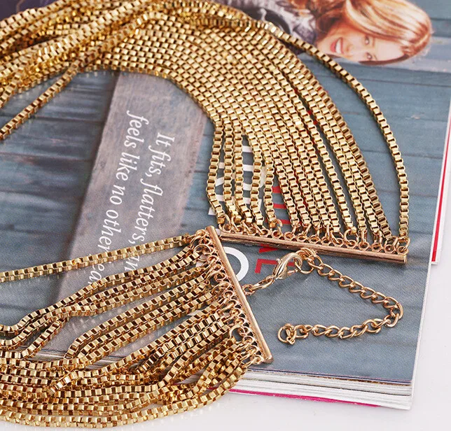 Multi Layer Necklace Gold Maxi Necklace Steampunk Style Vintage Accessories Long Chain Neclace Colares Longos  (5)