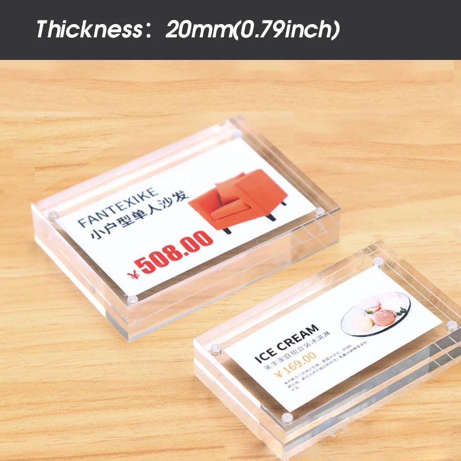 

150*100mm Acrylic table or desk sign holder picture photo board frame advertising paper magnetic display stand use