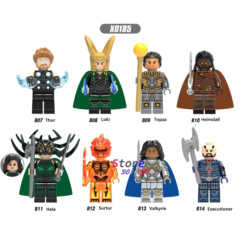 

Single Hero Marvel Ragnarok Figure Thor Loki Topaz Heimdall Hela Surtur Valkyrie Executioner building blocks toys for children