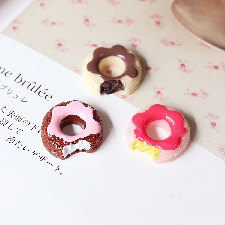

100pcs/lot resin flat back flower delicious doughnut 17mm kawaii crafts DIY dollhouse christmas Jewelry Making Findings