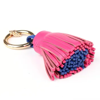 

Famous Brand Luxury Genuine Lambskin Real Sheep Leather Tassel Keychain For Bags Car Key Chain Women Bag Charm Pendant