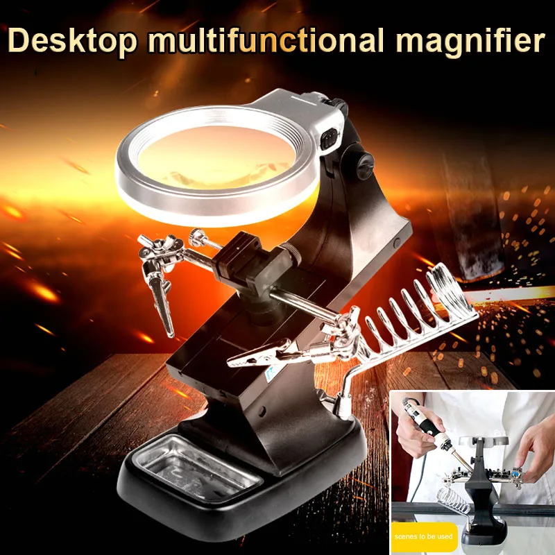 

Newest Welding LED Magnifier 3X 4.5X Magnifying Glass Alligator Clip Helping Hand Soldering Repair Tool