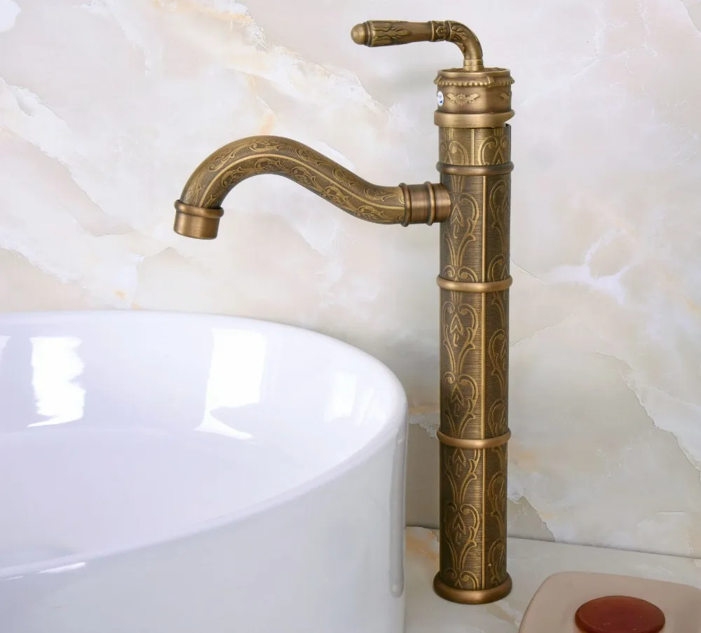 

Carved Pattern Bamboo style Single Lever Bathroom Basin Faucet Brass Antique Hot and Cold bathroom Sink Mixer Taps anf670