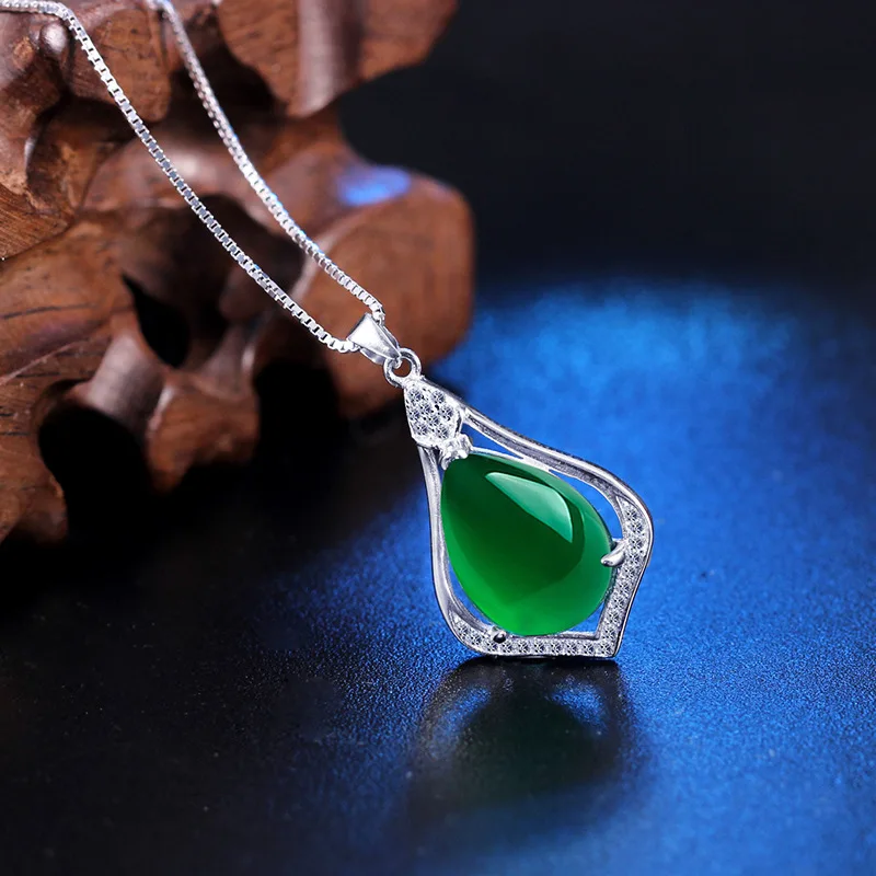 YWM Драгоценности 100% 925 пробы серебристый Jade Pendant Цепочки и ожерелья Мода с Чиан для