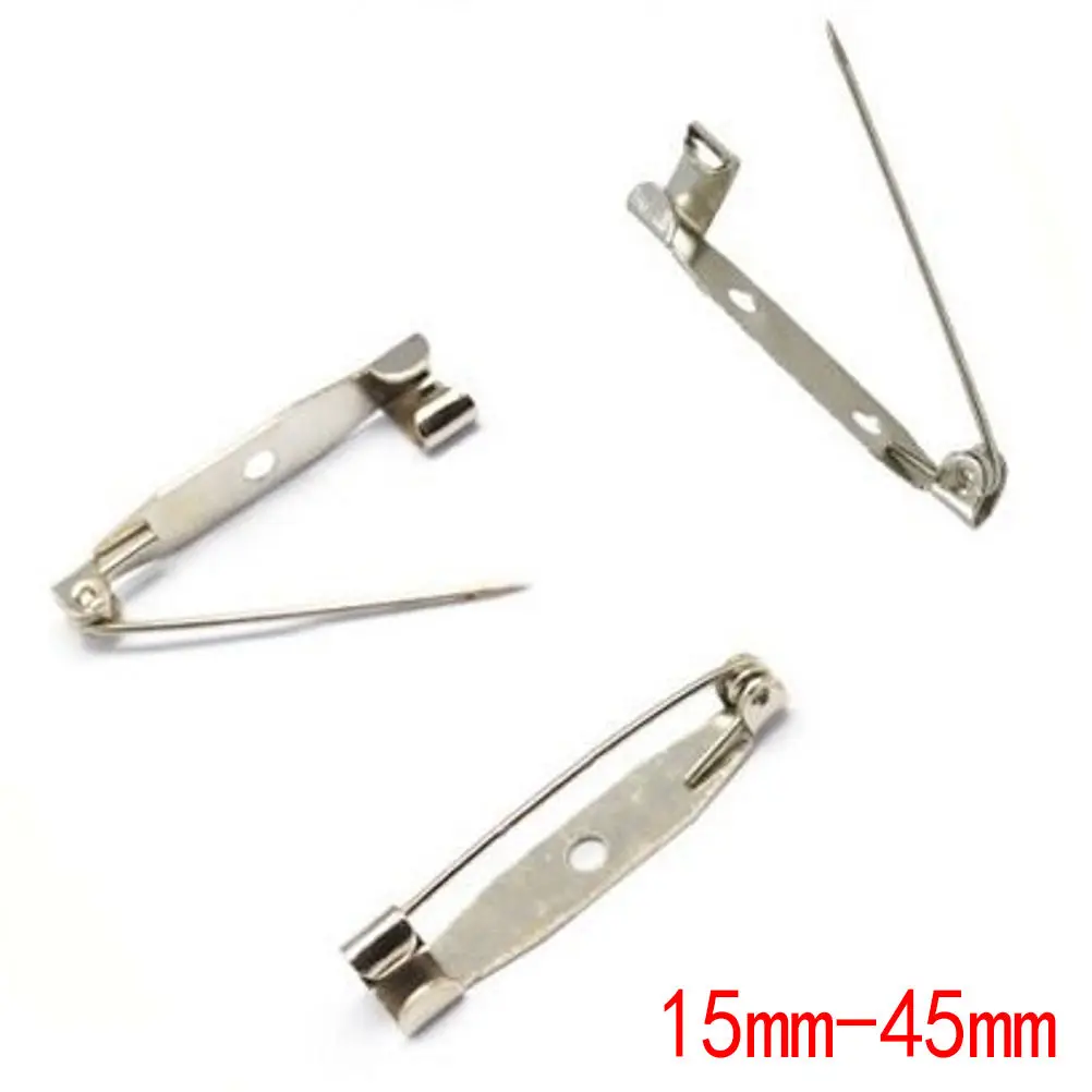 

50pc 15-45mm Simple Base Back Bar Pins Brooch Sliver DIY Brooch Pins Brooch Safety Lock Pin Brooch Jewelry Accessory Components
