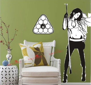 

Beauty a stick du wave wall stickers sexy beauty play billiards billiards snooker black eight billiard stickers