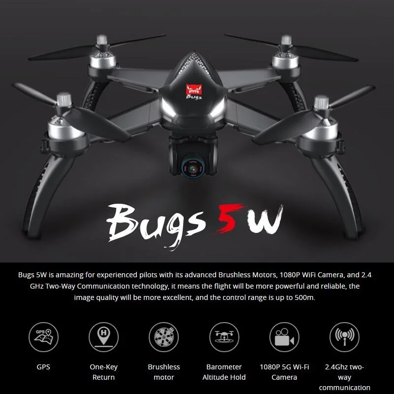 Оригинал MJX Bugs 5 Вт бесщеточный мотор 1080 P HD камера RC Дрон с камерой wifi 5G FPV gps авто