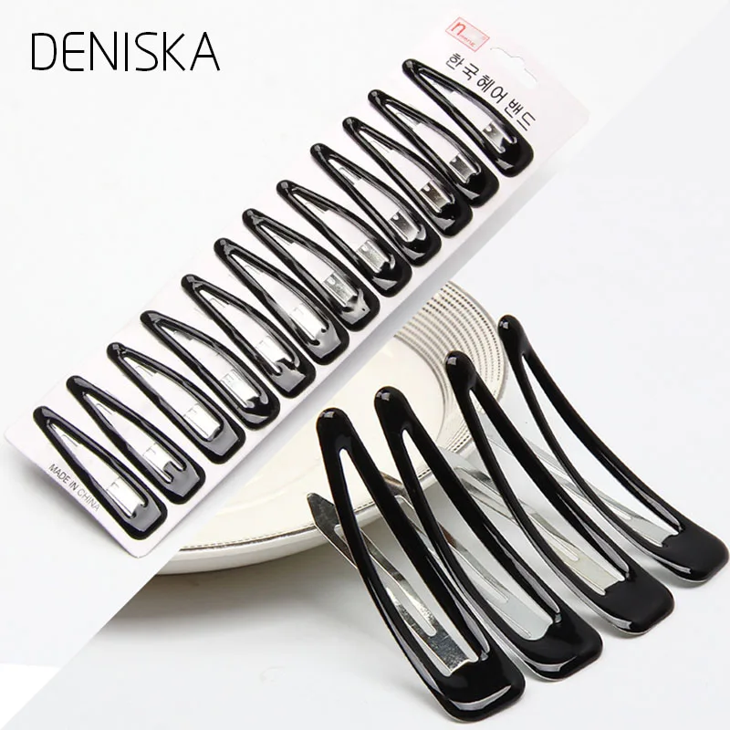 DENISKA 12pcs/lot New Simple Black Hair Clips Girls Hairpins BB Clips