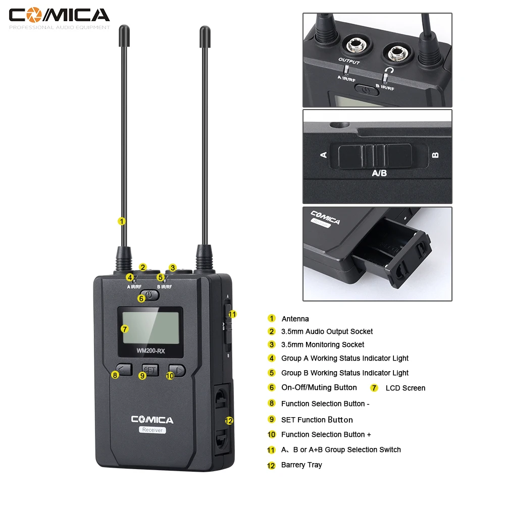 Comica CVM WM200 (D) 96 канал металлический UHF профессиональный Беспроводной ручной