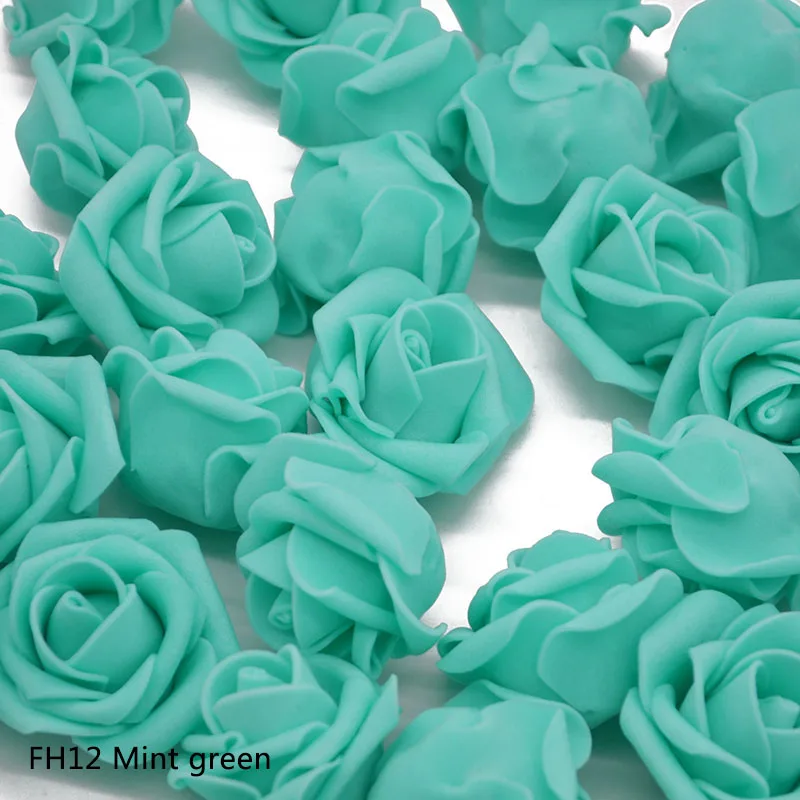 4 см многоцветная ПЭ пена роза цветы голова для свадьбы автомобиля украшение комнаты на свадьбу DIY искусственный цветок гирлянда декоративное ремесло - Цвет: FH12 Mint green