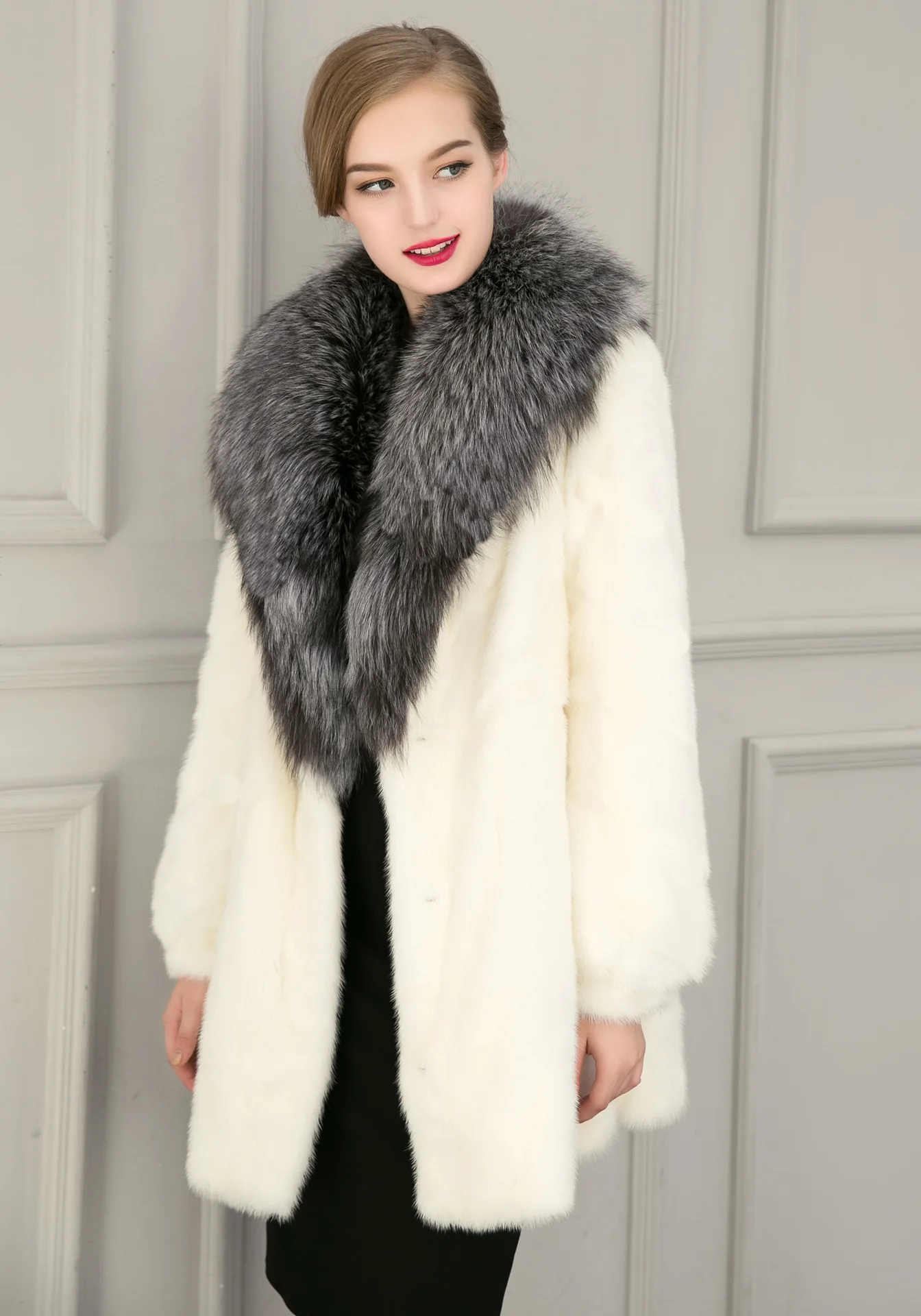 2016 Winter High Fashion Women's Luxurious Faux Fur Coat Slim Fit Suede ...