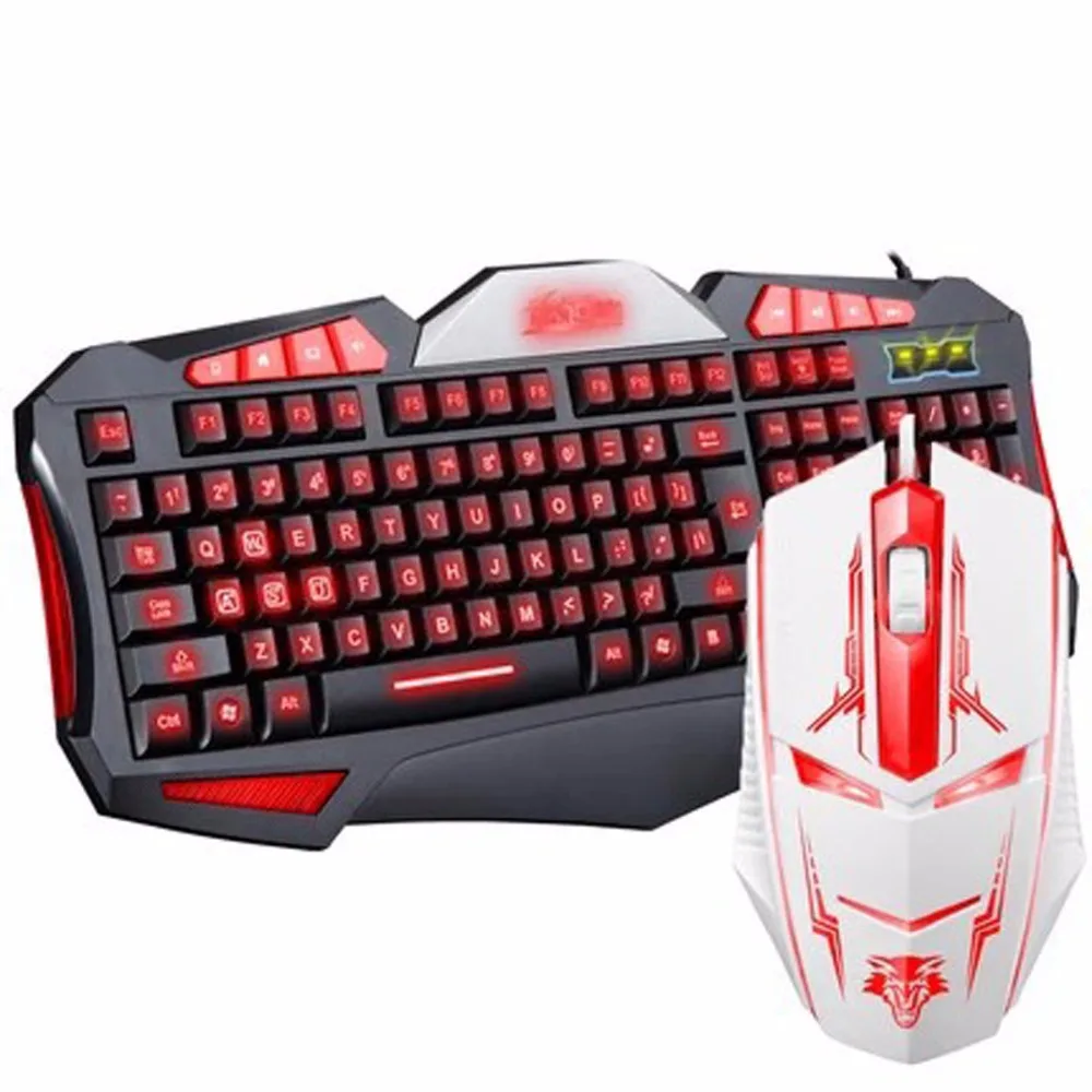 

LED Breathing Backlight Pro Gaming Keyboard Mouse Combos US Wireless Full Key Professional Key1600dpi Multimedia Ergonomic gamer