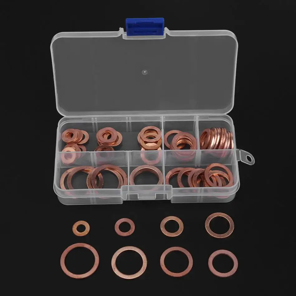

80pcs/Set Metal Kit Garage Engine Set with Box Solid Copper Sump Plug Flat Ring Washers
