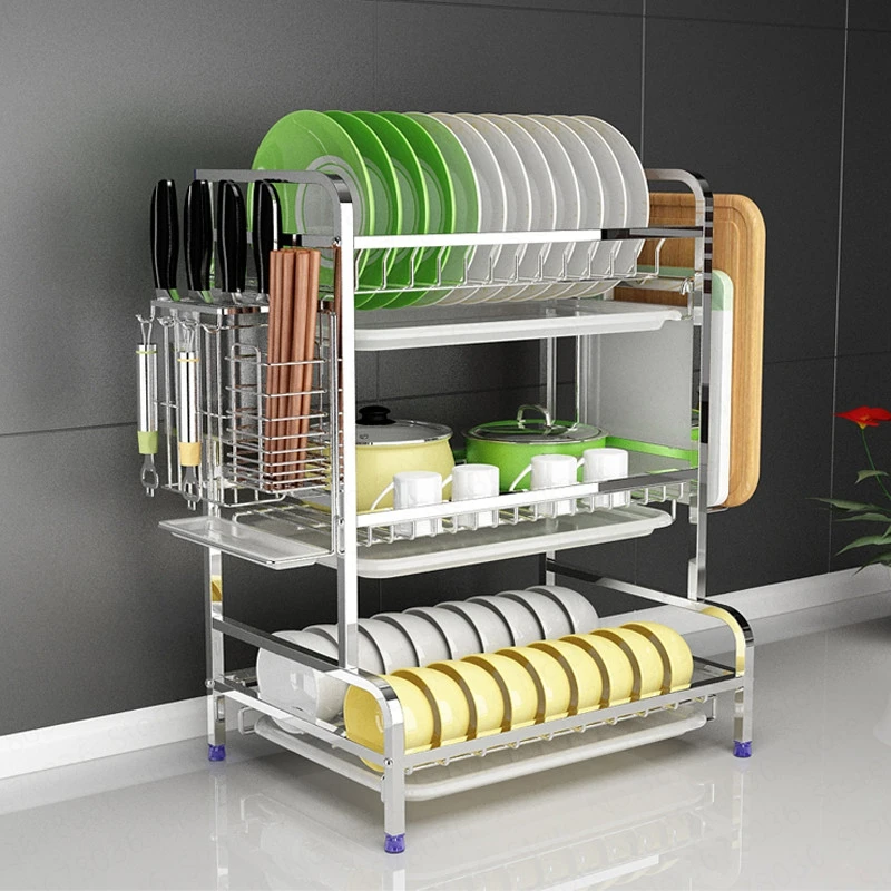  Stainless Steel Kitchen Dish Rack Drain Rack Dry Tableware Dishes Dish Drain Cupboard Storage Box R - 33039660261