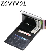 Алюминиевый кошелек, металлический держатель для карт, автоматический эластичный винтажный кошелек из искусственной кожи, Противоугонная блокировка Rfid, кошелек, держатель для пропуска