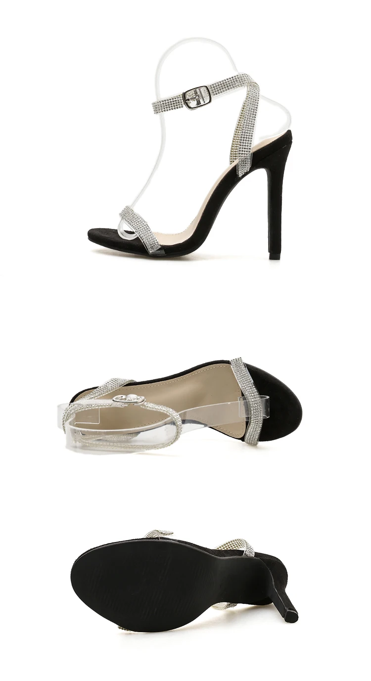 Роскошные со стразами женские босоножки Для женщин со стразами туфли-гладиаторы с открытым носком босоножки на высоком каблуке хрустальная туфелька Sandalias Feminino