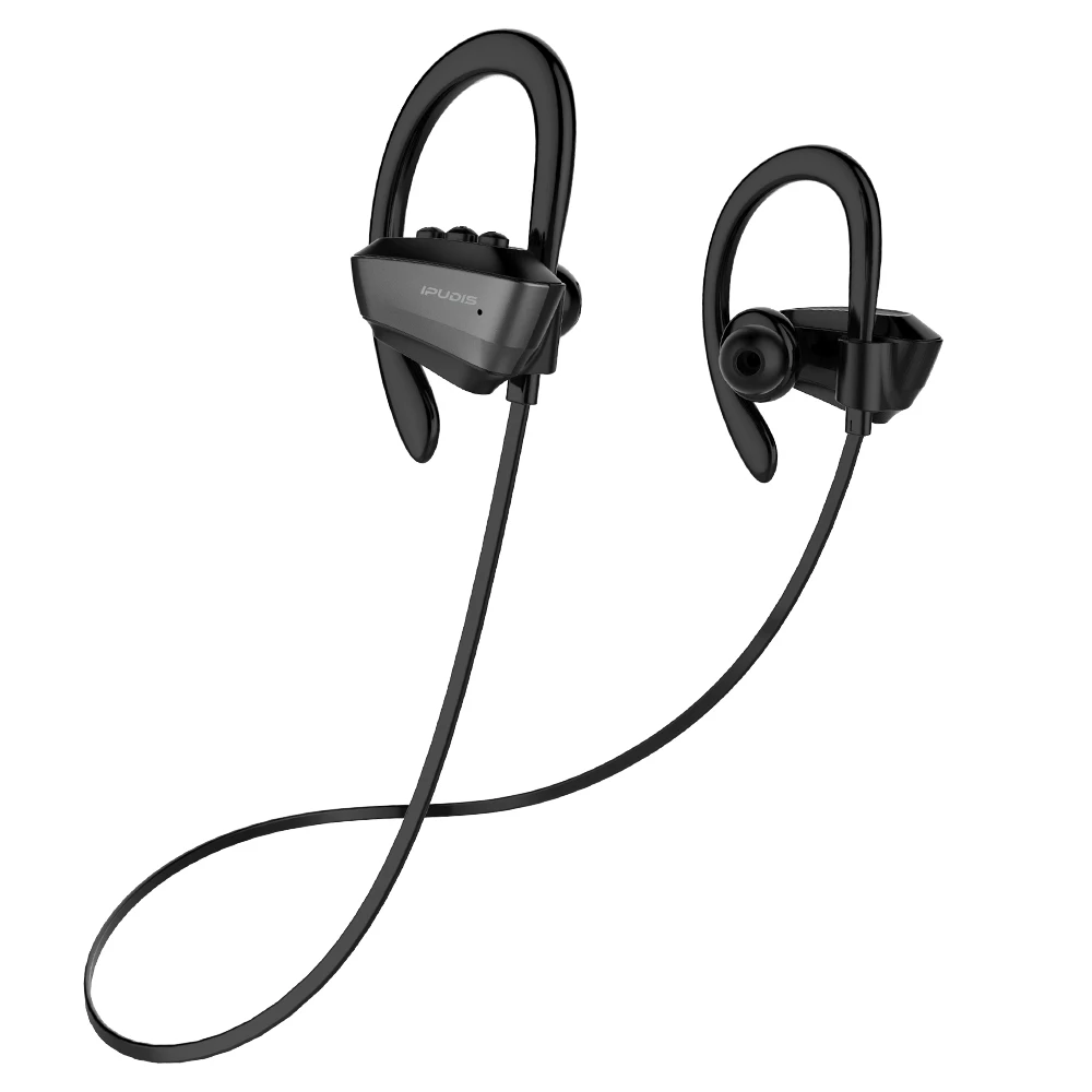 

IPUDIS Sport Bluetooth Earphone IPX7 Waterproof Wireless Headset Adjustable Ear Hook Stereo Gym Headphone with Microphone