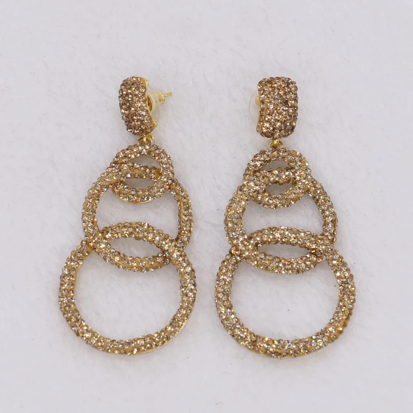 3 Circle Earrings Golden Color Cz Whole Price Druzy 3 Circle Earrings Golden Color Cz Whole Price Druzy Dangle Drop Gems Stone Jewelry 1428 In From